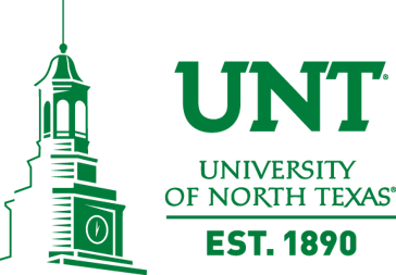 University of North Texas logo with tower and text.