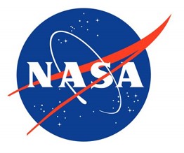 NASA logo with blue background and red swoosh.